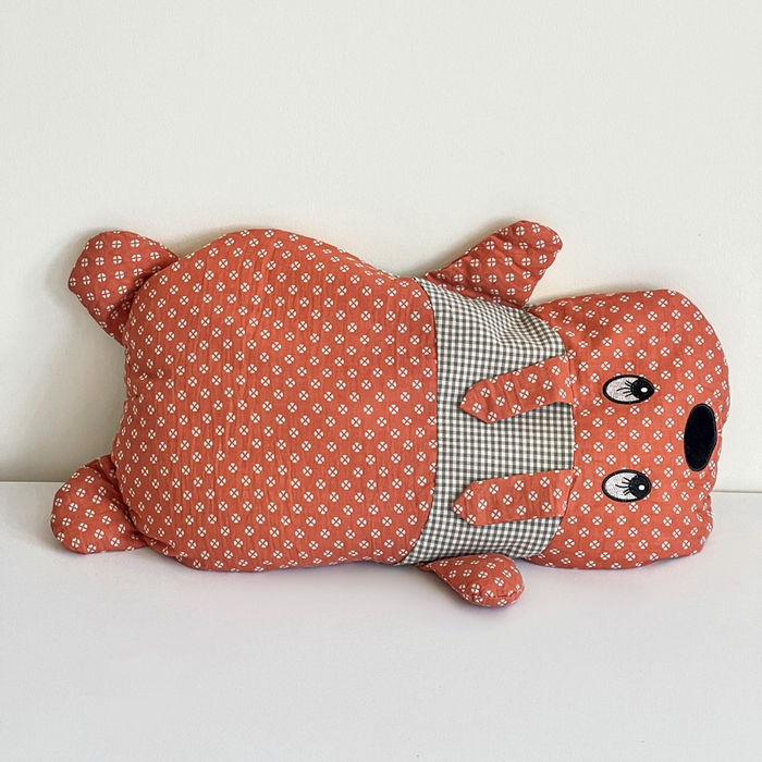 91家纺网 家纺一手货源 找家纺 亦帆枕芯 2025新款全棉纱布全荞麦壳枕小狗旺财成人学生儿童枕芯加枕套 旺财-橘红 30x50cm苦荞款/对