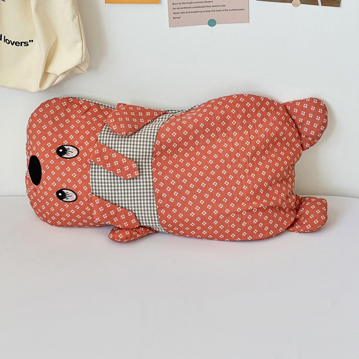 91家纺网 家纺一手货源 找家纺 亦帆枕芯 2025新款全棉纱布全荞麦壳枕小狗旺财成人学生儿童枕芯加枕套 旺财-橘红 30x50cm苦荞款/对