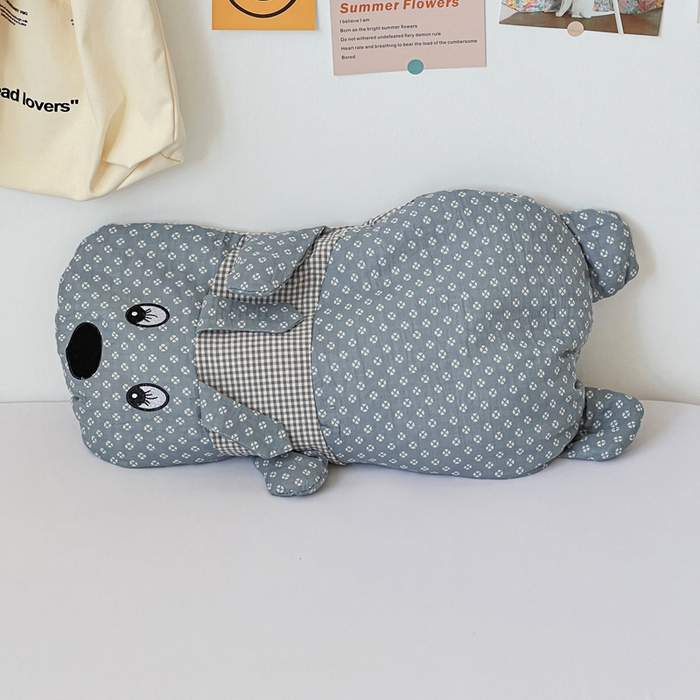 91家纺网 家纺一手货源 找家纺 亦帆枕芯 2025新款全棉纱布全荞麦壳枕小狗旺财成人学生儿童枕芯加枕套 旺财-蓝 30x50cm苦荞款/对