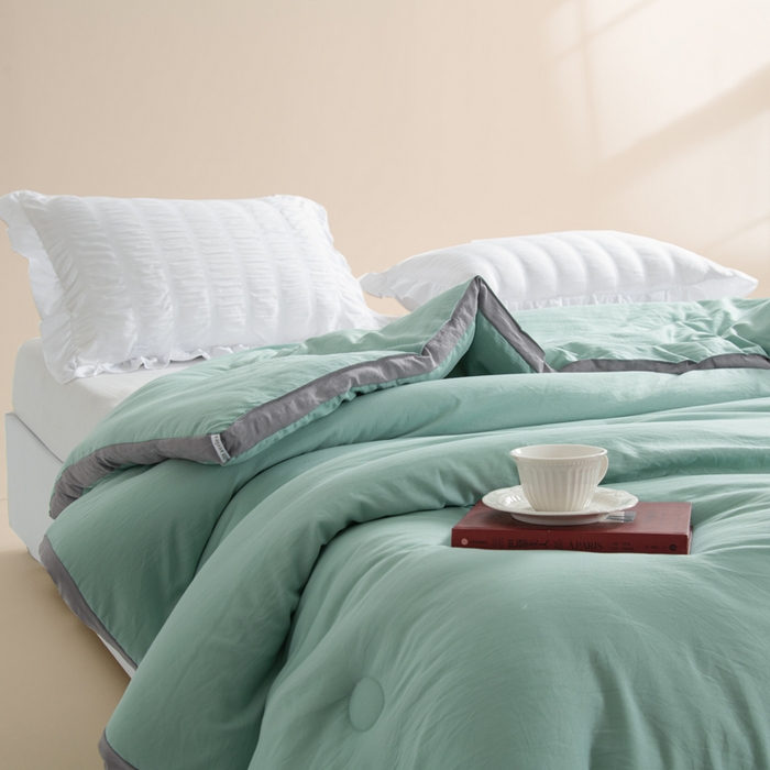91家纺网 家纺一手货源 找家纺 森林人 2025新款A类水洗棉立体大豆纤维被夏被春秋被冬被被子被芯 立体-薄荷绿