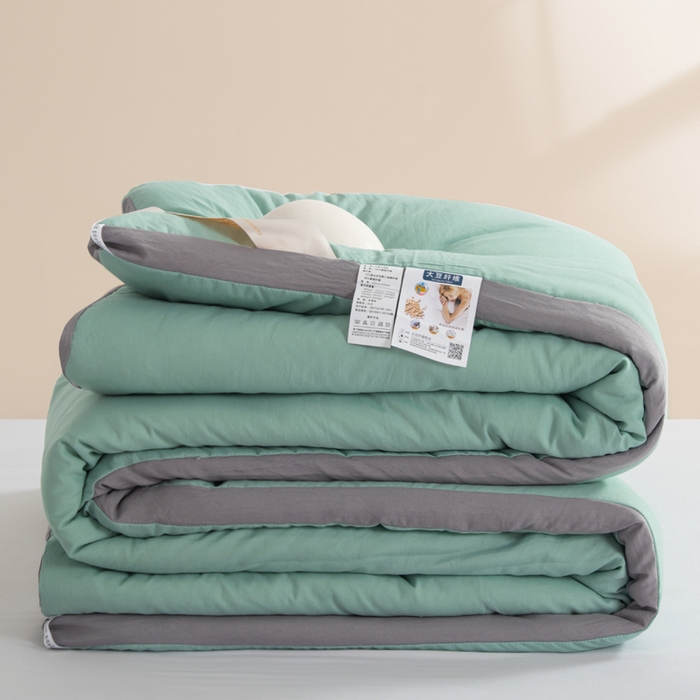 91家纺网 家纺一手货源 找家纺 森林人 2025新款A类水洗棉立体大豆纤维被夏被春秋被冬被被子被芯 立体-薄荷绿