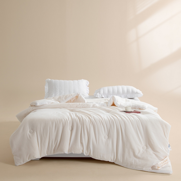 91家纺网 家纺一手货源 找家纺 森林人 2025新款A类水洗棉立体大豆纤维被夏被春秋被冬被被子被芯 立体-珍珠白