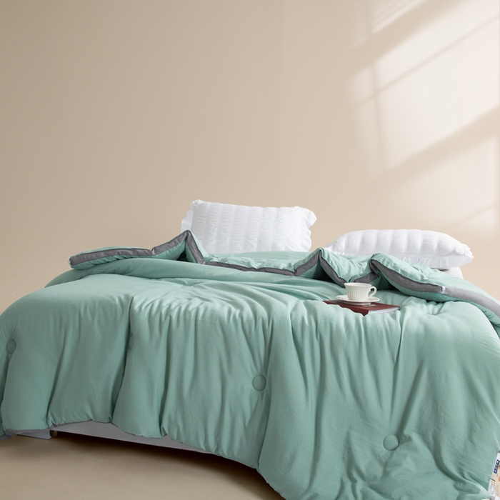 91家纺网 家纺一手货源 找家纺 森林人 2025新款A类水洗棉立体大豆纤维被夏被春秋被冬被被子被芯 立体-薄荷绿