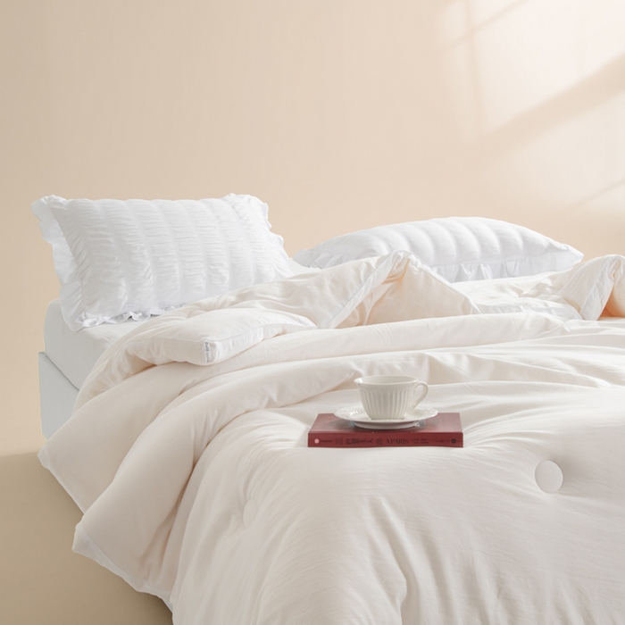 91家纺网 家纺一手货源 找家纺 森林人 2025新款A类水洗棉立体大豆纤维被夏被春秋被冬被被子被芯 立体-珍珠白