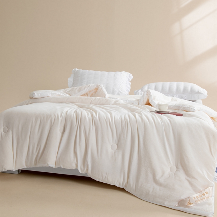 91家纺网 家纺一手货源 找家纺 森林人 2025新款A类水洗棉立体大豆纤维被夏被春秋被冬被被子被芯 立体-珍珠白