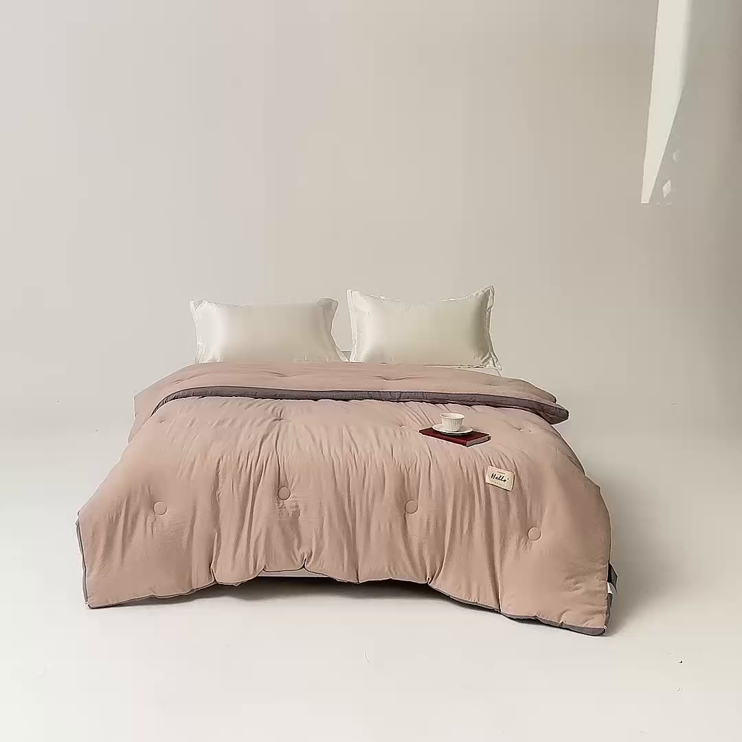 91家纺网 家纺一手货源 找家纺 森林人 2025新款A类水洗棉立体纤维被夏被春秋被冬被被子被芯 立体-卡其灰