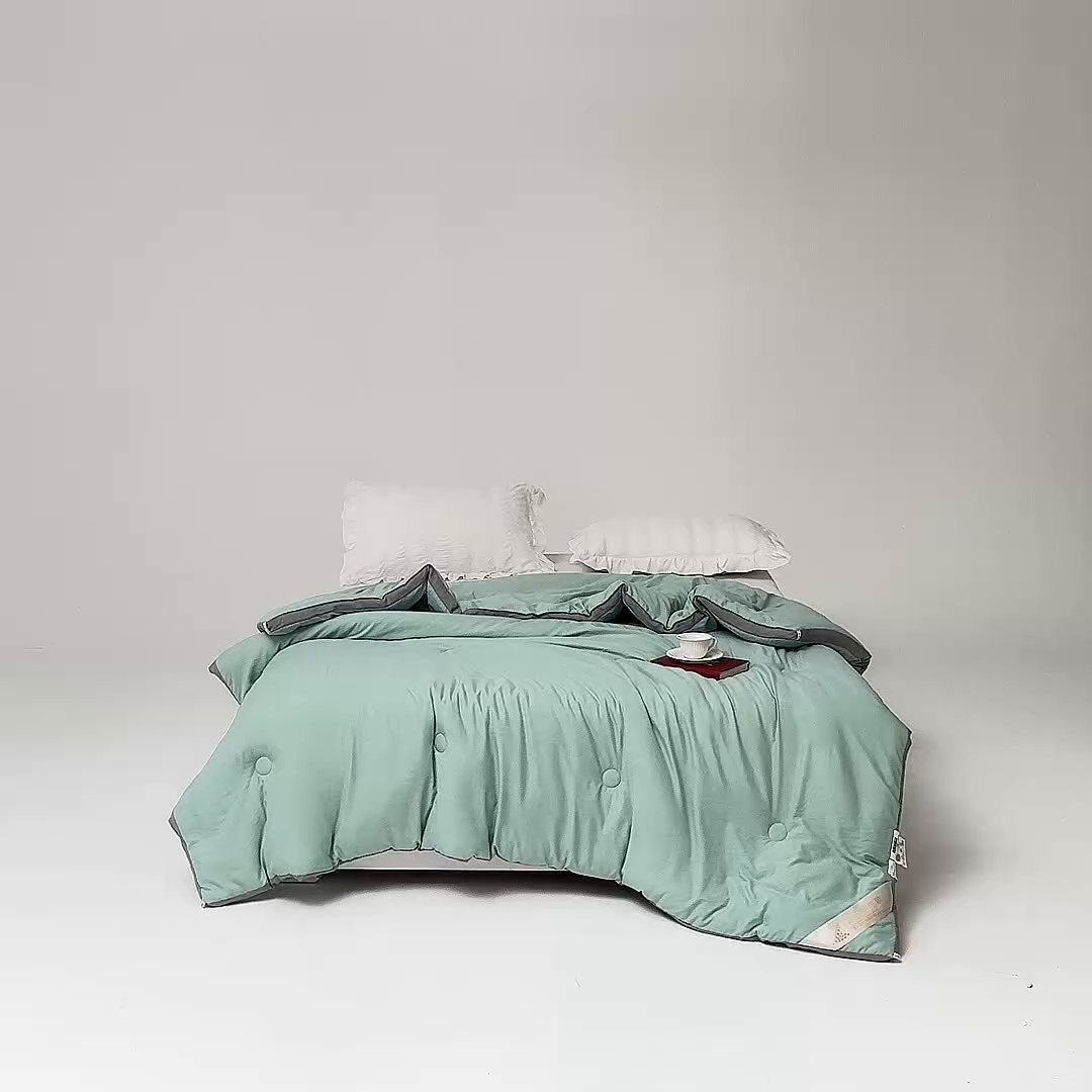 91家纺网 家纺一手货源 找家纺 森林人 2025新款A类水洗棉立体大豆纤维被夏被春秋被冬被被子被芯 立体-薄荷绿