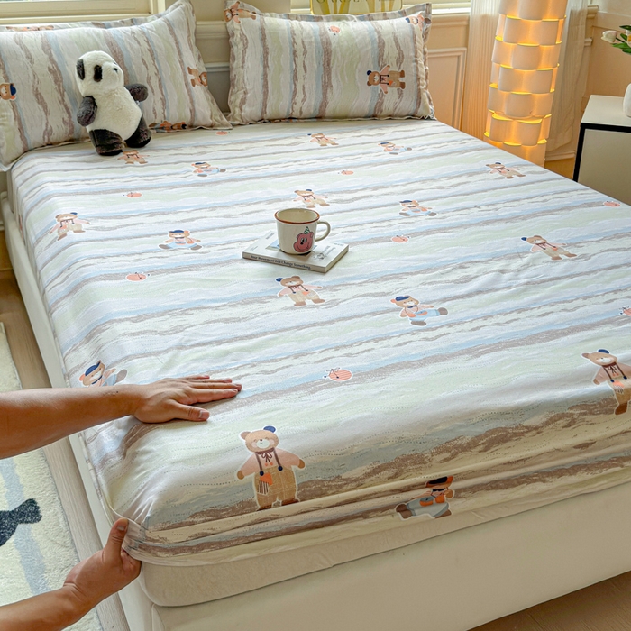 91家纺网 家纺一手货源 找家纺 （总）佑佳家纺 2025年新款铂金棉芦荟棉单床笠，有配套枕套「支持定制各种尺寸」