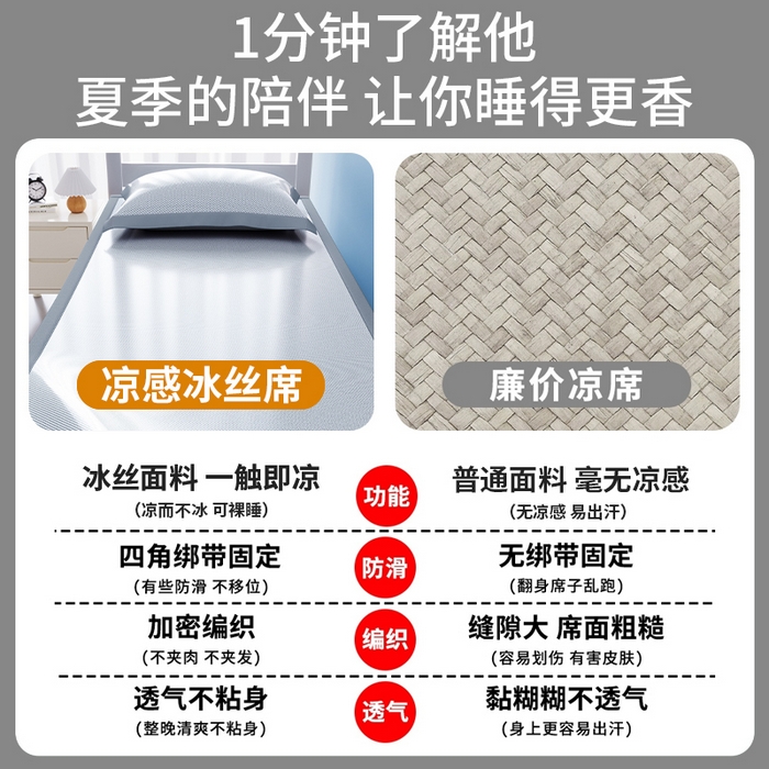 91家纺网 家纺一手货源 找家纺 眠多宝 2025新款凉感冰丝席凉席-白熊日记 淡雅灰