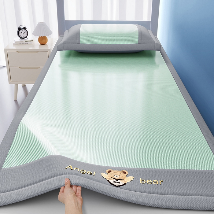 眠多宝 2025新款凉感冰丝席凉席-欢乐熊 极光青