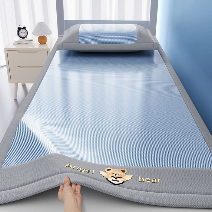 眠多宝 2025新款凉感冰丝席凉席-欢乐熊 冰丝蓝