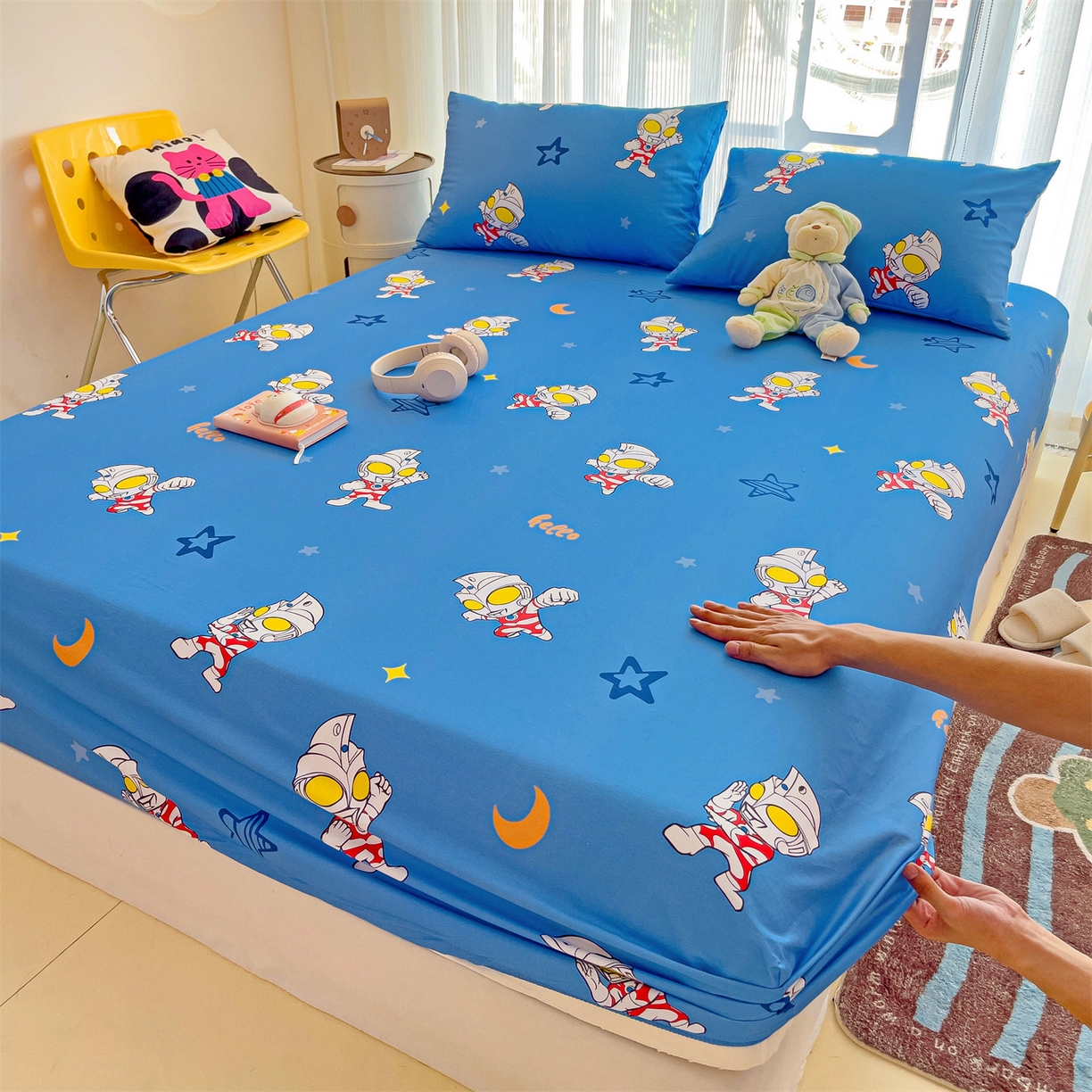 91家纺网 家纺一手货源 找家纺 （总）名兮家居 2025新款全棉纯棉13372经典奥特曼-三丽鸥成人床床笠单件单床笠【含防伪标】