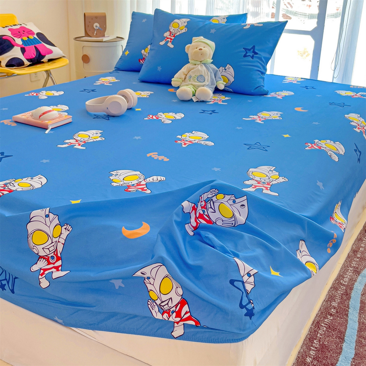 91家纺网 家纺一手货源 找家纺 （总）名兮家居 2025新款全棉纯棉13372经典奥特曼-三丽鸥成人床床笠单件单床笠【含防伪标】