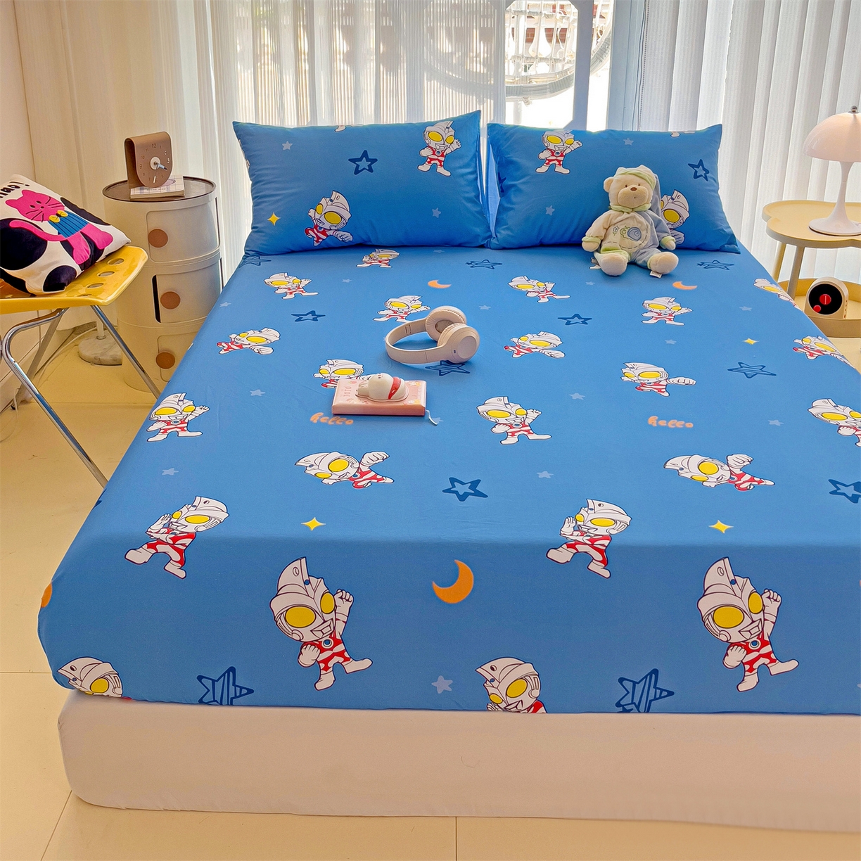 91家纺网 家纺一手货源 找家纺 （总）名兮家居 2025新款全棉纯棉13372经典奥特曼-三丽鸥成人床床笠单件单床笠【含防伪标】