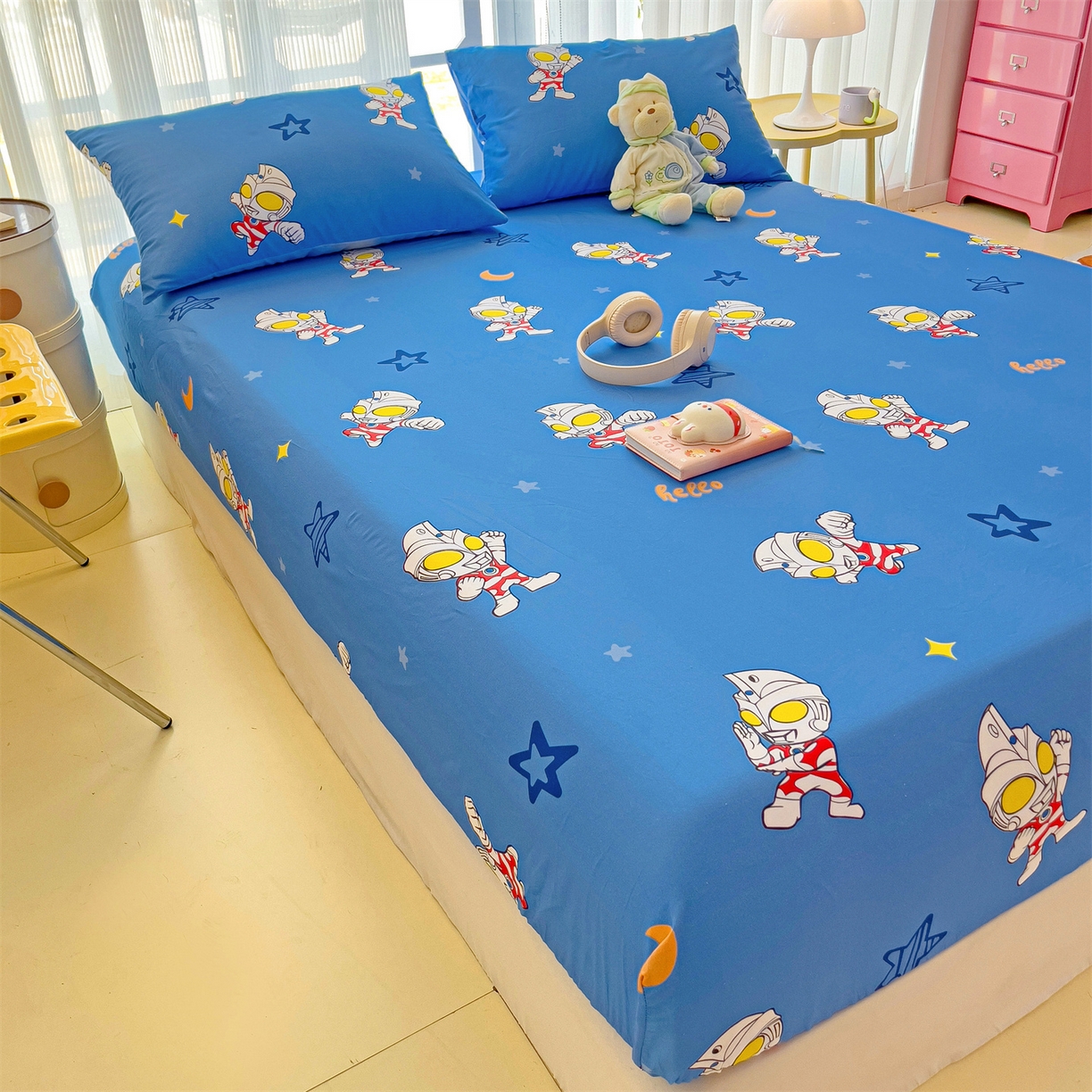 91家纺网 家纺一手货源 找家纺 （总）名兮家居 2025新款全棉纯棉13372经典奥特曼-三丽鸥成人床床笠单件单床笠【含防伪标】