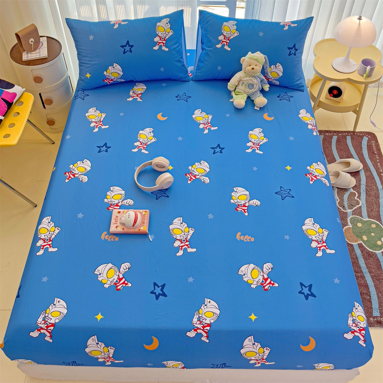 91家纺网 家纺一手货源 找家纺 （总）名兮家居 2025新款全棉纯棉13372经典奥特曼-三丽鸥成人床床笠单件单床笠【含防伪标】