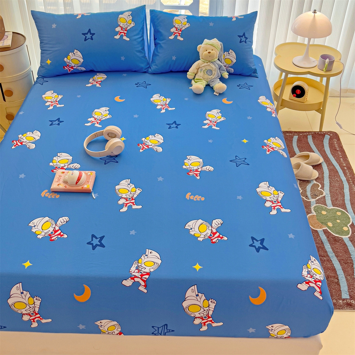 91家纺网 家纺一手货源 找家纺 （总）名兮家居 2025新款全棉纯棉13372经典奥特曼-三丽鸥成人床床笠单件单床笠【含防伪标】