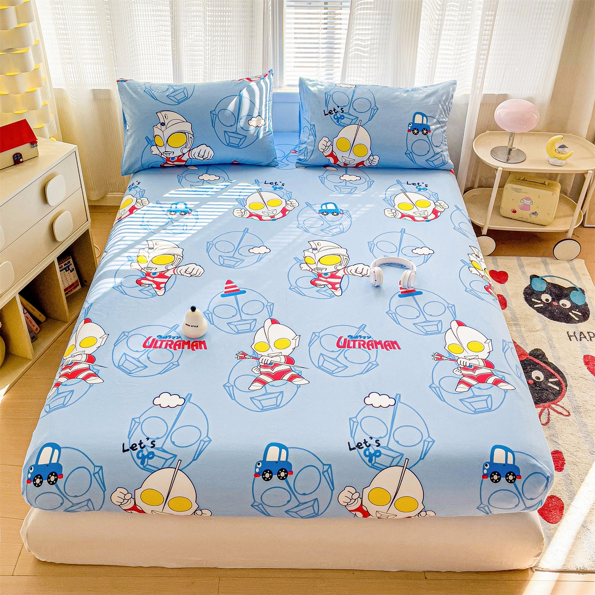 91家纺网 家纺一手货源 找家纺 （总）名兮家居 2025新款全棉纯棉13372经典奥特曼-三丽鸥成人床床笠单件单床笠【含防伪标】