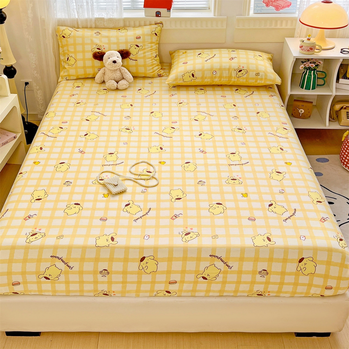 91家纺网 家纺一手货源 找家纺 名兮家居 2025新款全棉纯棉13372经典奥特曼-三丽鸥成人床床笠单件单床笠【含防伪标】 可可布丁狗