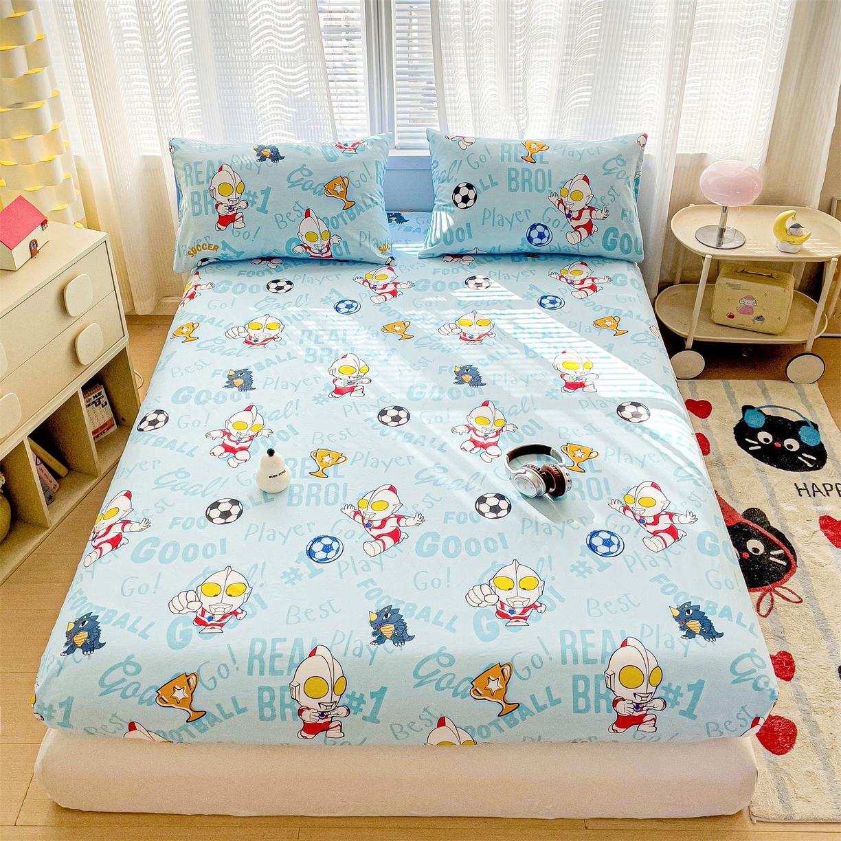 91家纺网 家纺一手货源 找家纺 名兮家居 2025新款全棉纯棉13372经典奥特曼-三丽鸥成人床床笠单件单床笠【含防伪标】 世界杯
