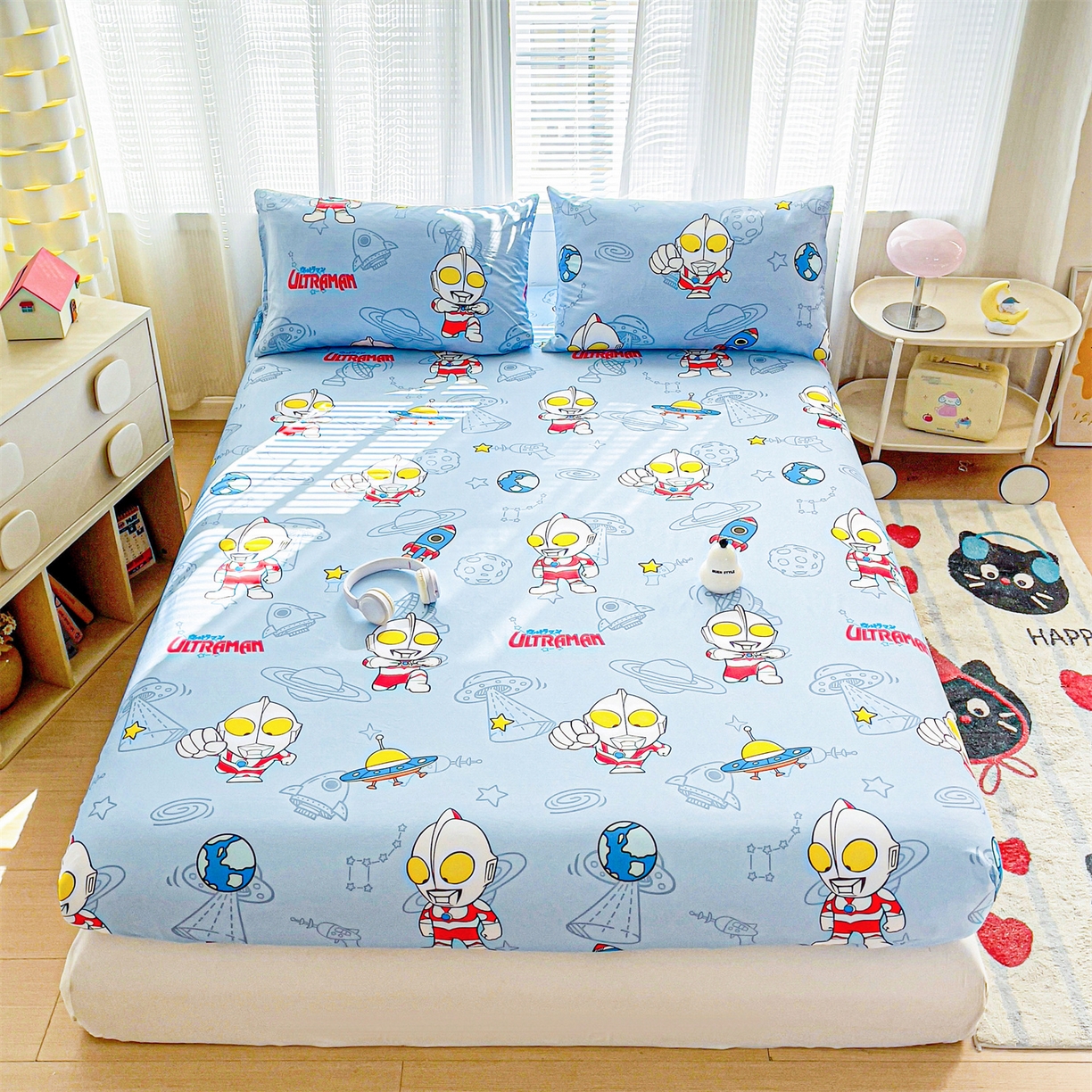 91家纺网 家纺一手货源 找家纺 名兮家居 2025新款全棉纯棉13372经典奥特曼-三丽鸥成人床床笠单件单床笠【含防伪标】 太空奥特曼
