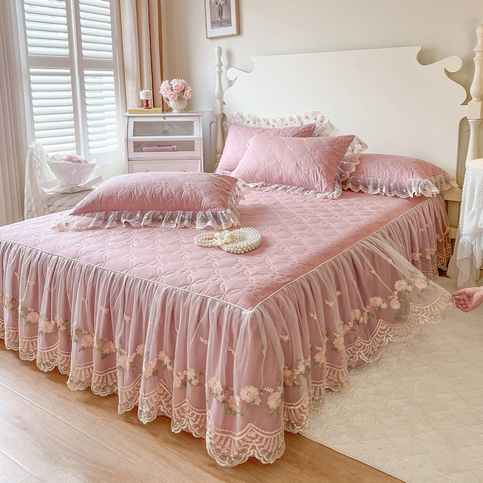 91家纺网 家纺一手货源 找家纺 （总）网红馆 2025新款蕾丝花边全棉床裙晨暮花间系列