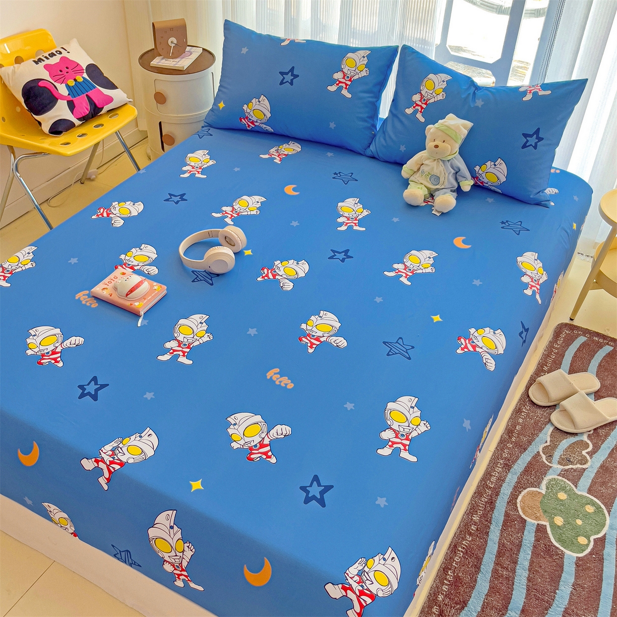 91家纺网 家纺一手货源 找家纺 名兮家居 2025新款全棉纯棉13372经典奥特曼-三丽鸥成人床床笠单件单床笠【含防伪标】 艾斯奥特曼