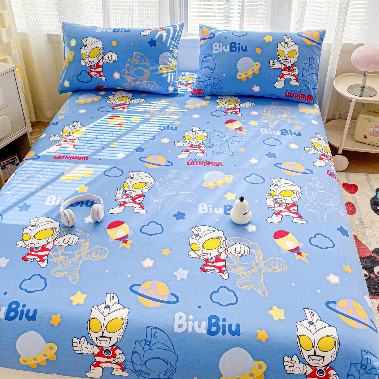 91家纺网 家纺一手货源 找家纺 名兮家居 2025新款全棉纯棉13372经典奥特曼-三丽鸥成人床床笠单件单床笠【含防伪标】 光线王子