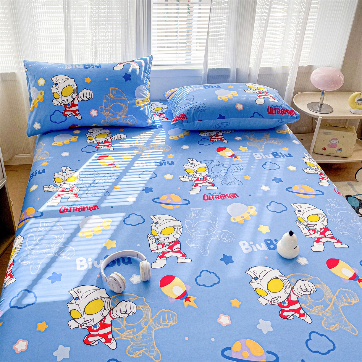 91家纺网 家纺一手货源 找家纺 名兮家居 2025新款全棉纯棉13372经典奥特曼-三丽鸥成人床床笠单件单床笠【含防伪标】 光线王子