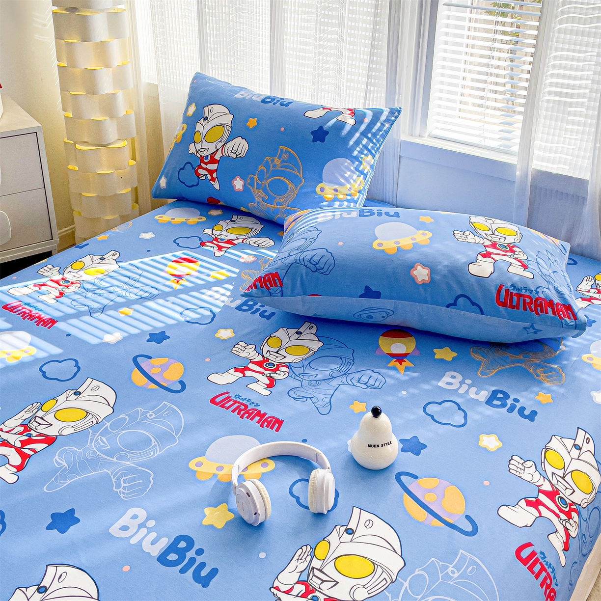 91家纺网 家纺一手货源 找家纺 名兮家居 2025新款全棉纯棉13372经典奥特曼-三丽鸥成人床床笠单件单床笠【含防伪标】 光线王子