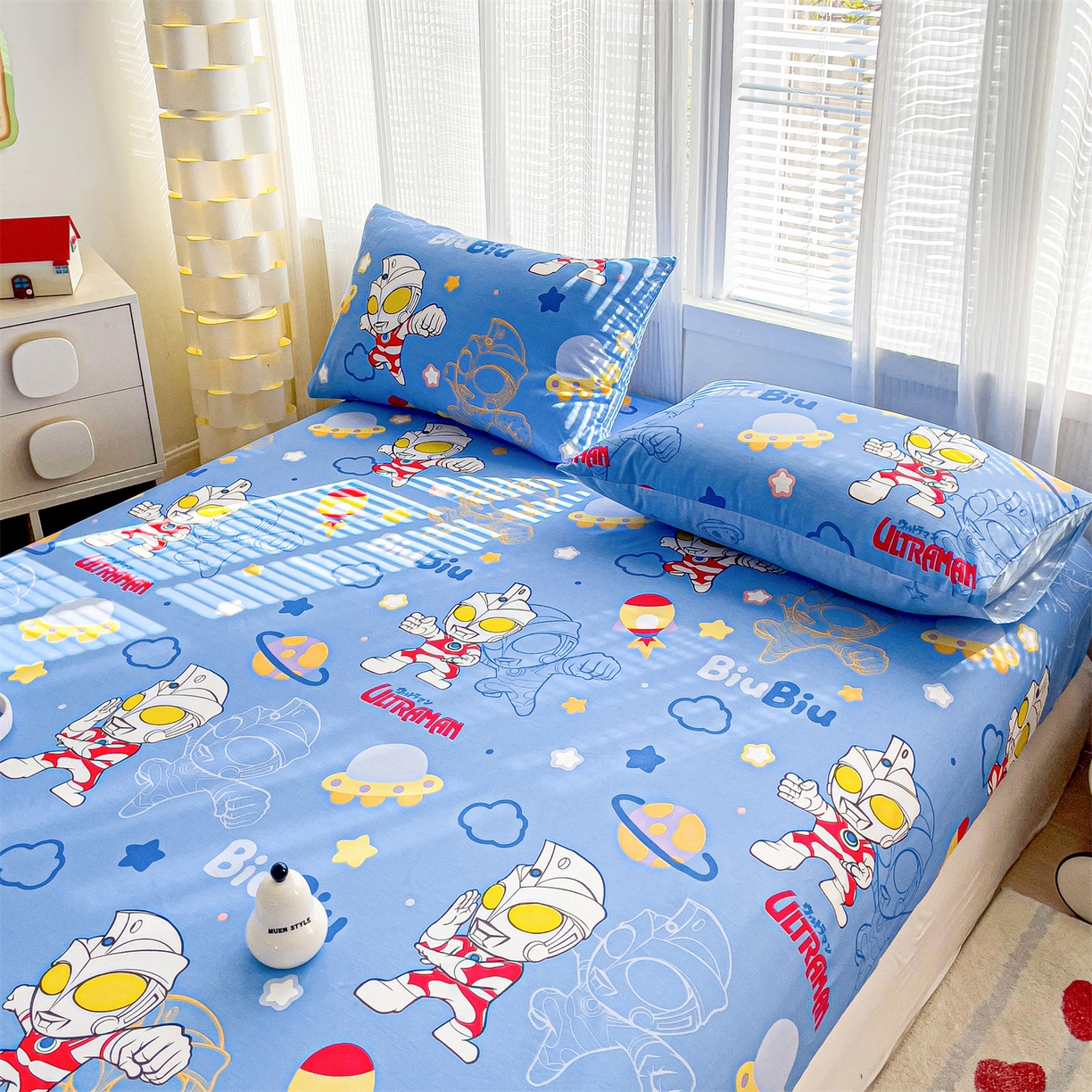 91家纺网 家纺一手货源 找家纺 名兮家居 2025新款全棉纯棉13372经典奥特曼-三丽鸥成人床床笠单件单床笠【含防伪标】 光线王子