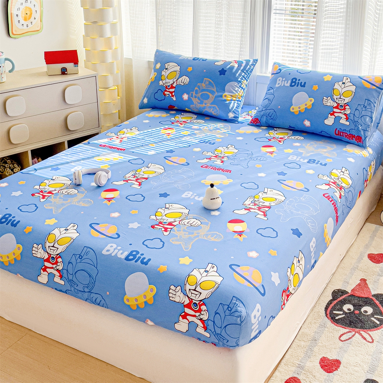 91家纺网 家纺一手货源 找家纺 名兮家居 2025新款全棉纯棉13372经典奥特曼-三丽鸥成人床床笠单件单床笠【含防伪标】 光线王子