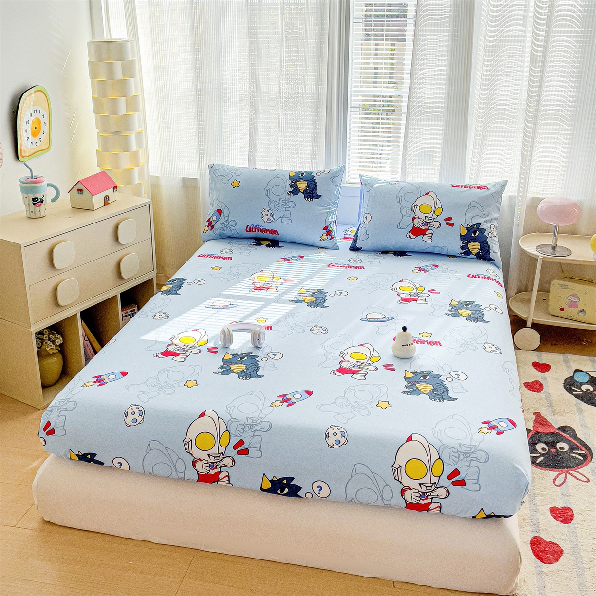 91家纺网 家纺一手货源 找家纺 名兮家居 2025新款全棉纯棉13372经典奥特曼-三丽鸥成人床床笠单件单床笠【含防伪标】 奥特勇士