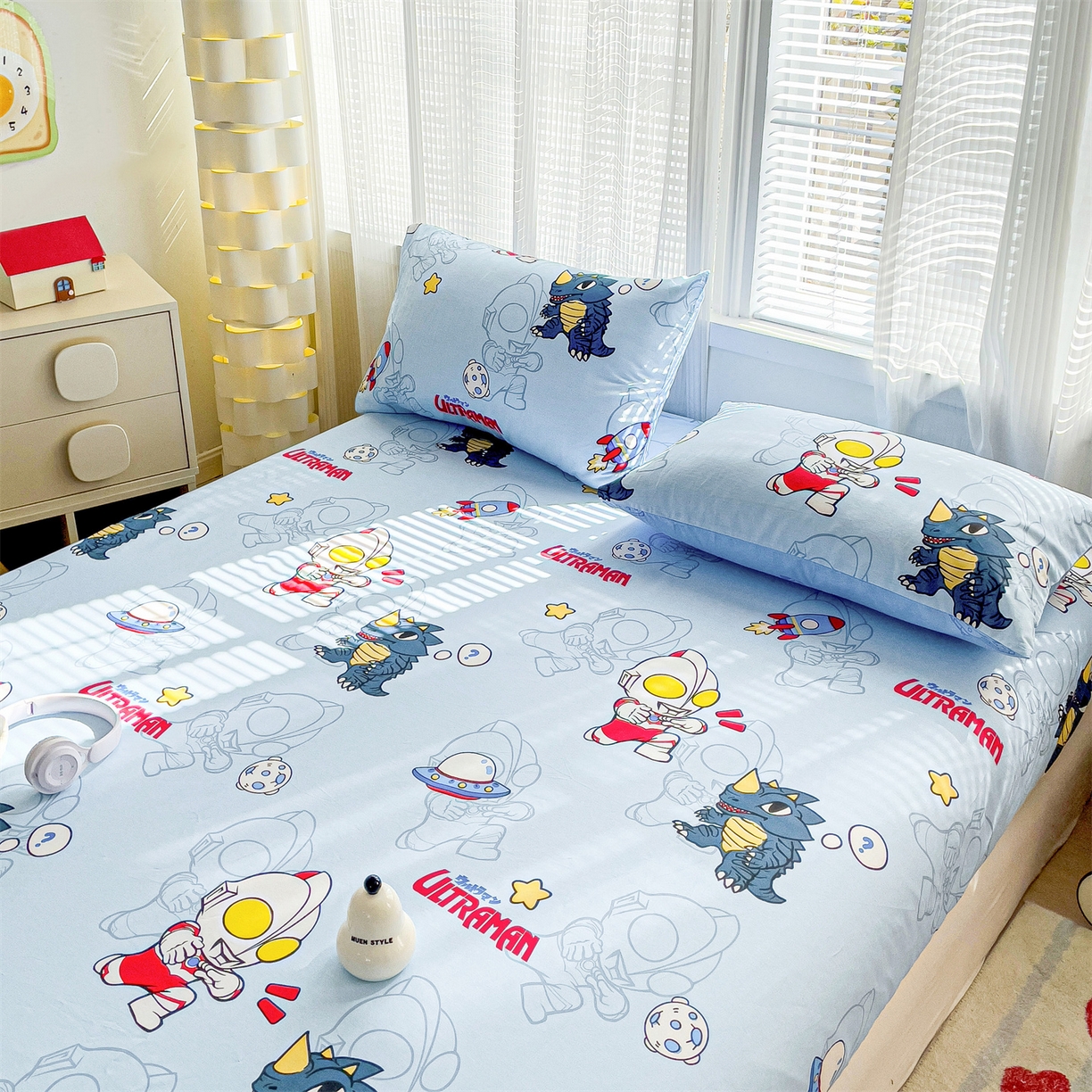 91家纺网 家纺一手货源 找家纺 名兮家居 2025新款全棉纯棉13372经典奥特曼-三丽鸥成人床床笠单件单床笠【含防伪标】 奥特勇士