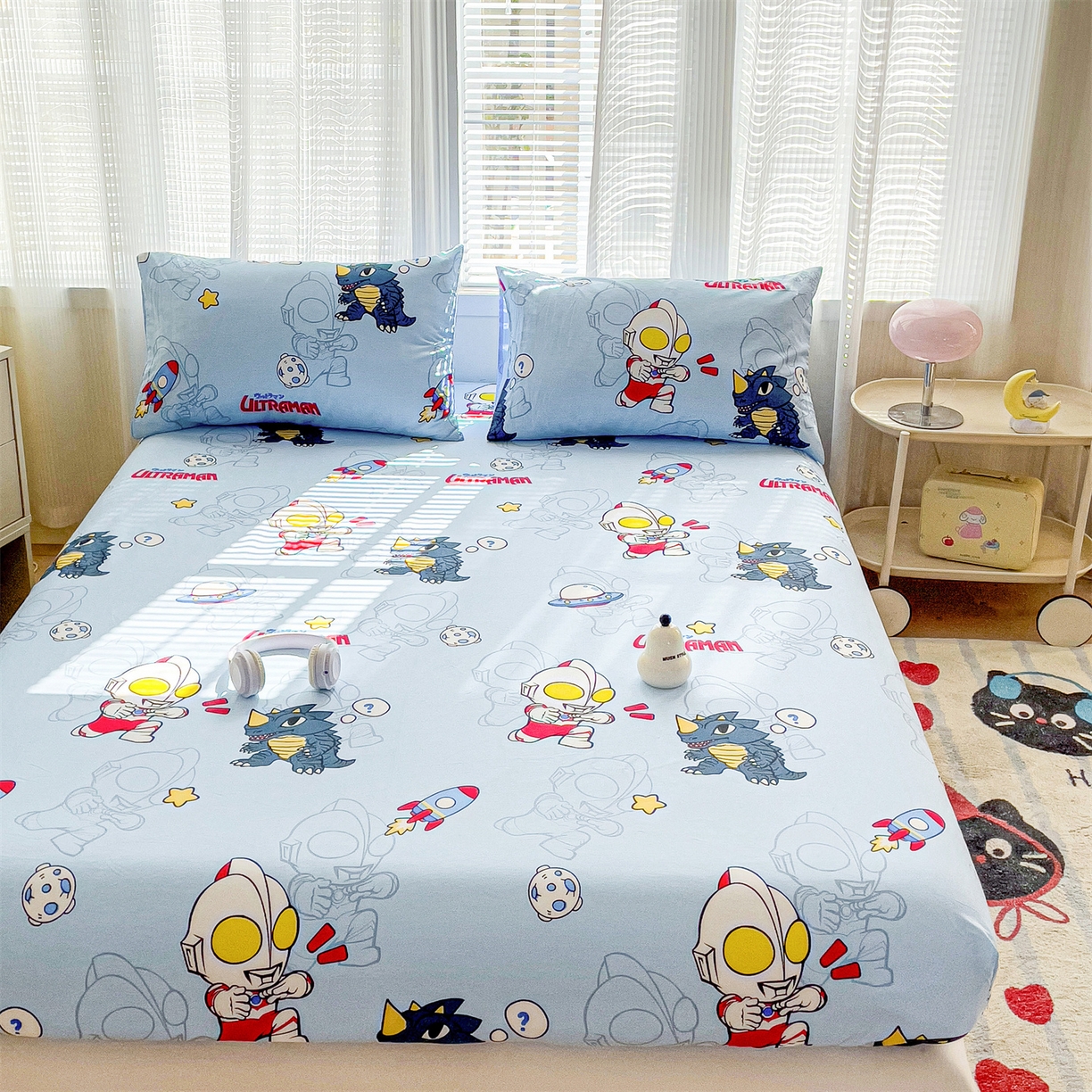 91家纺网 家纺一手货源 找家纺 名兮家居 2025新款全棉纯棉13372经典奥特曼-三丽鸥成人床床笠单件单床笠【含防伪标】 奥特勇士