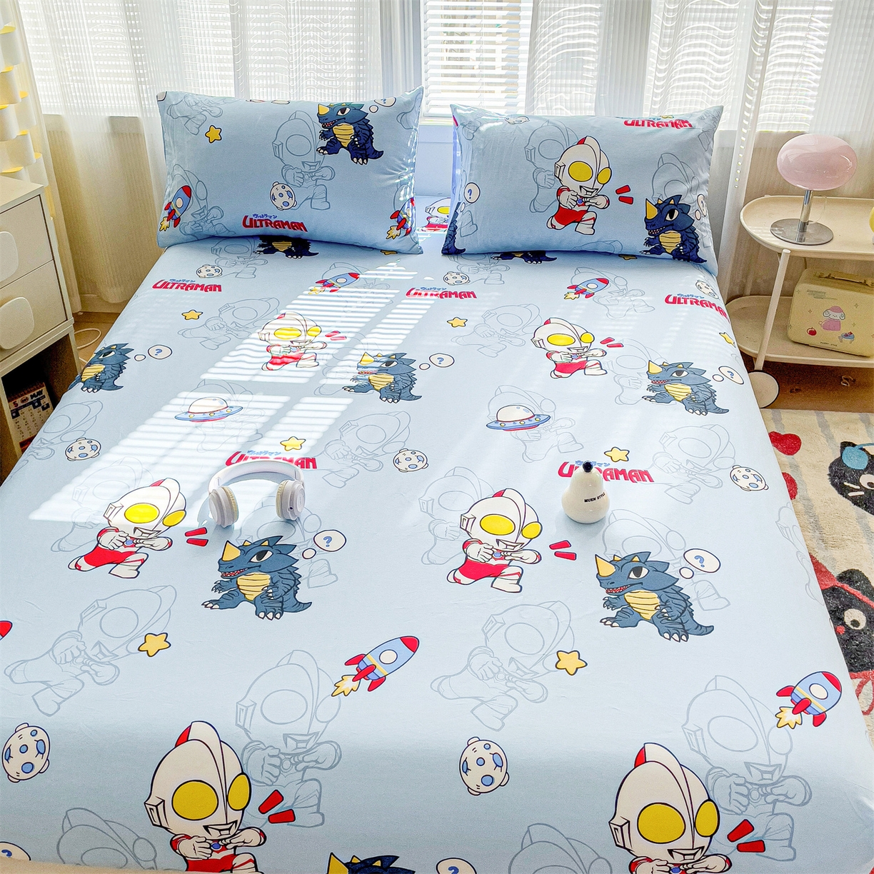 91家纺网 家纺一手货源 找家纺 名兮家居 2025新款全棉纯棉13372经典奥特曼-三丽鸥成人床床笠单件单床笠【含防伪标】 奥特勇士