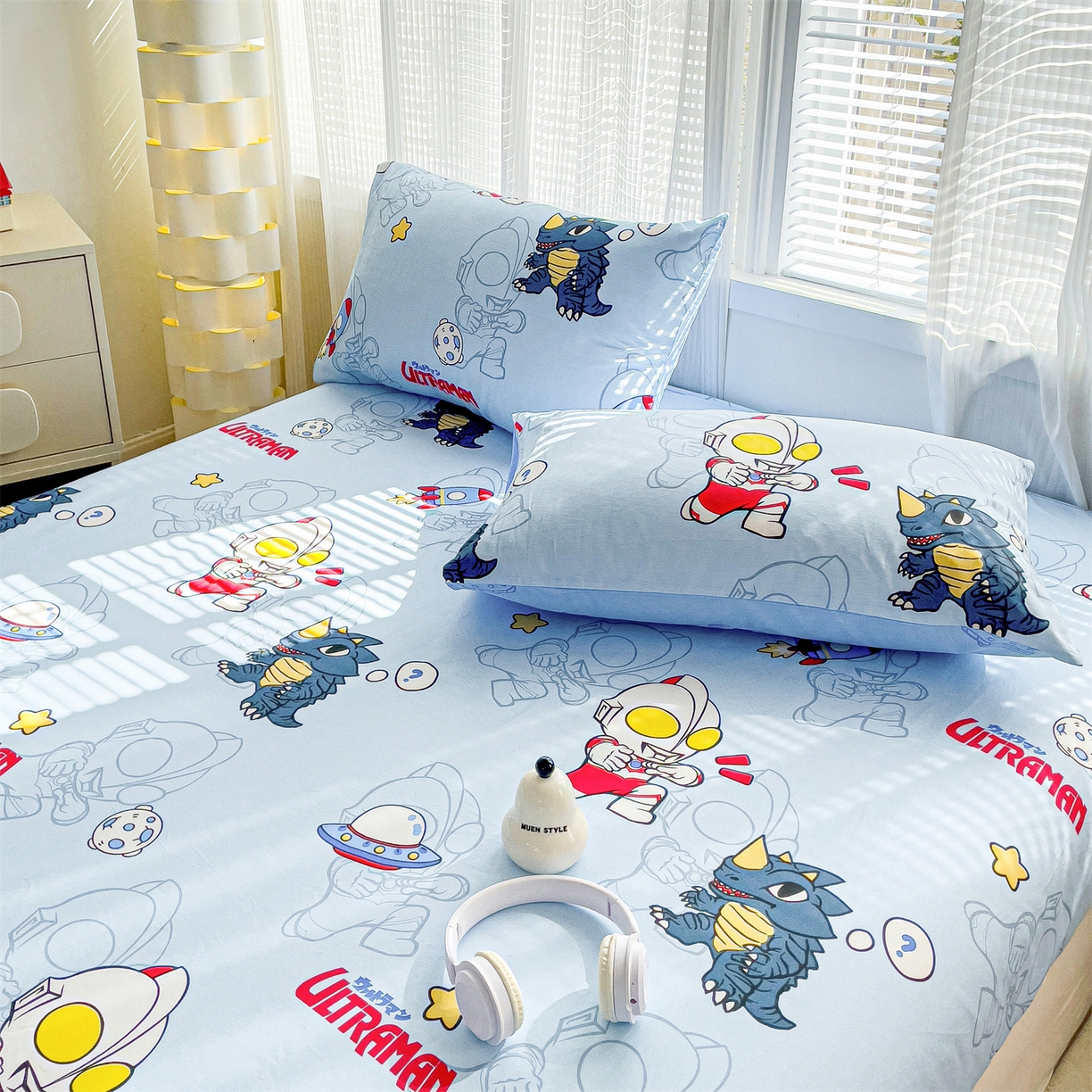 91家纺网 家纺一手货源 找家纺 名兮家居 2025新款全棉纯棉13372经典奥特曼-三丽鸥成人床床笠单件单床笠【含防伪标】 奥特勇士