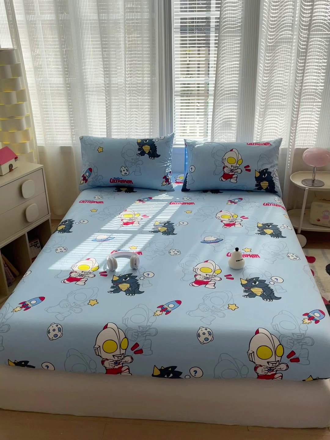 91家纺网 家纺一手货源 找家纺 名兮家居 2025新款全棉纯棉13372经典奥特曼-三丽鸥成人床床笠单件单床笠【含防伪标】 奥特勇士