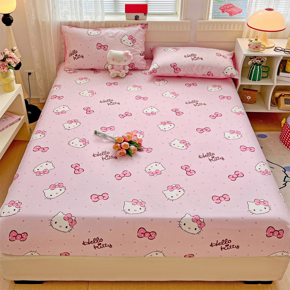 名兮家居 2025新款全棉纯棉13372经典奥特曼-三丽鸥成人床床笠单件单床笠【含防伪标】 呆萌kt