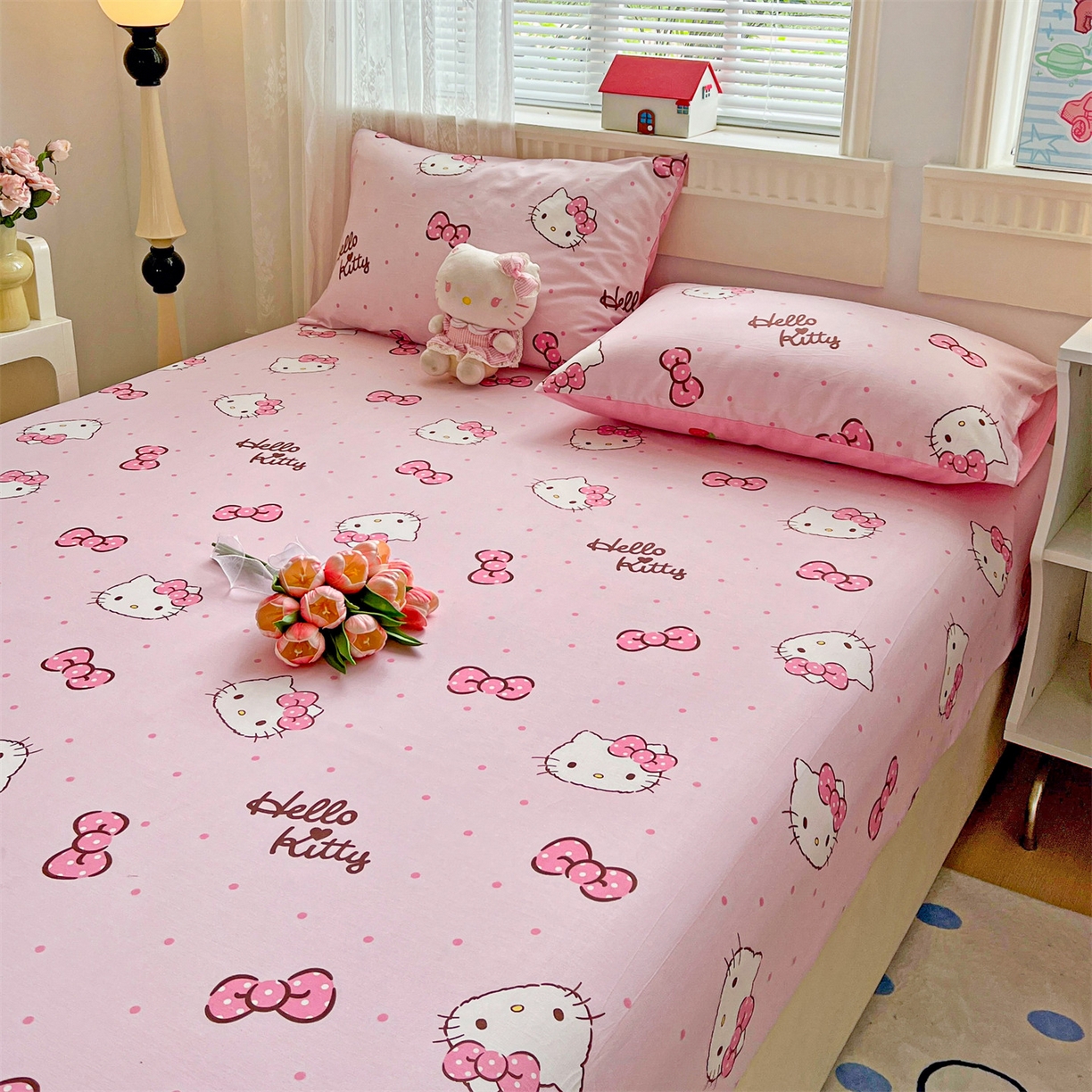 91家纺网 家纺一手货源 找家纺 名兮家居 2025新款全棉纯棉13372经典奥特曼-三丽鸥成人床床笠单件单床笠【含防伪标】 呆萌kt