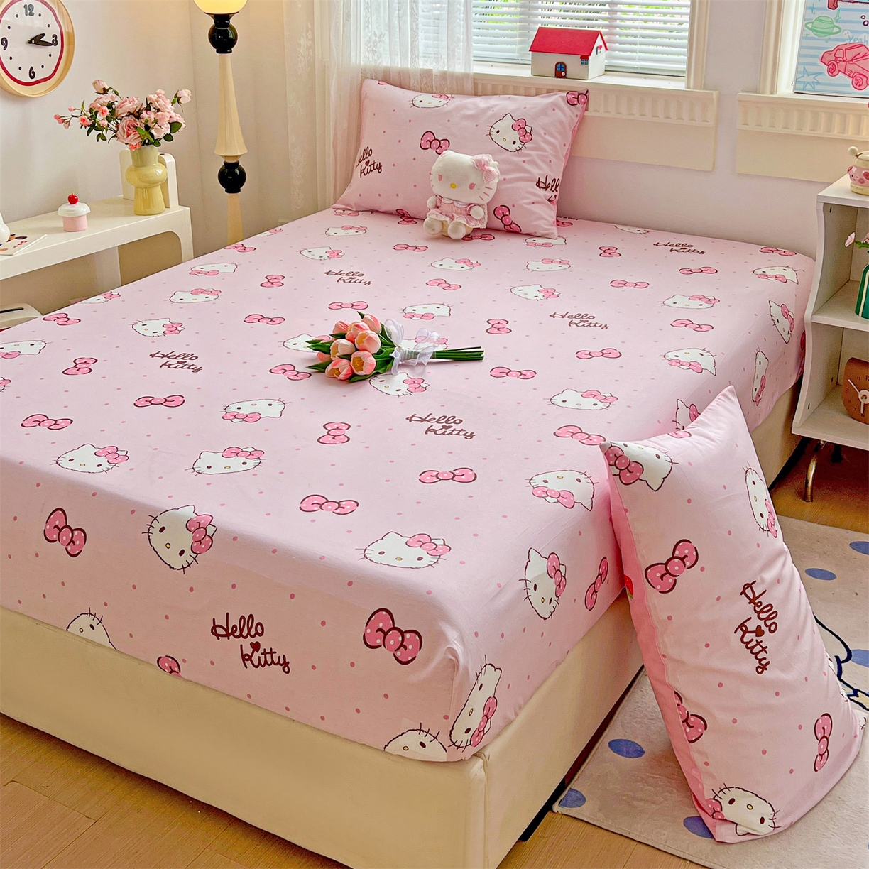 91家纺网 家纺一手货源 找家纺 名兮家居 2025新款全棉纯棉13372经典奥特曼-三丽鸥成人床床笠单件单床笠【含防伪标】 呆萌kt