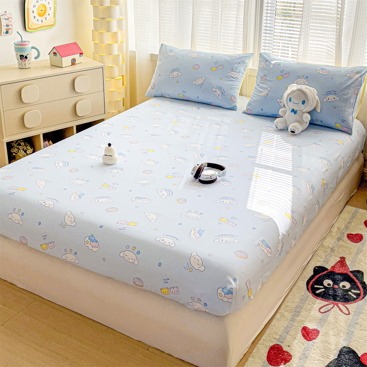 91家纺网 家纺一手货源 找家纺 名兮家居 2025新款全棉纯棉13372经典奥特曼-三丽鸥成人床床笠单件单床笠【含防伪标】 蛋糕玉桂狗