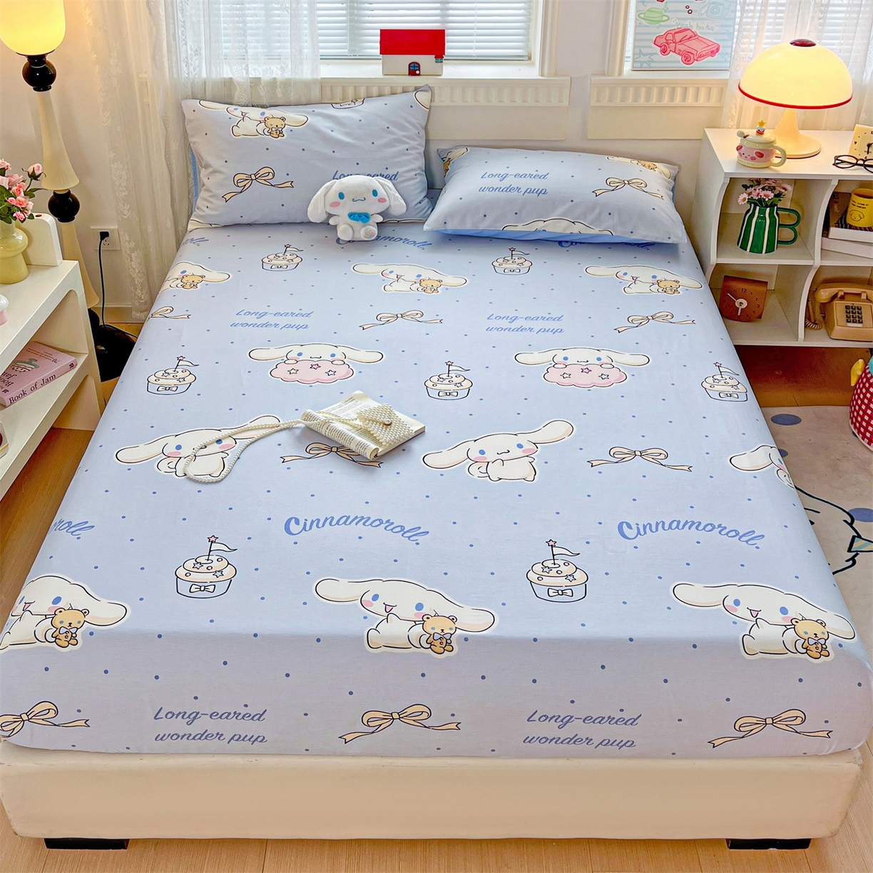 名兮家居 2025新款全棉纯棉13372经典奥特曼-三丽鸥成人床床笠单件单床笠【含防伪标】 点点玉桂狗