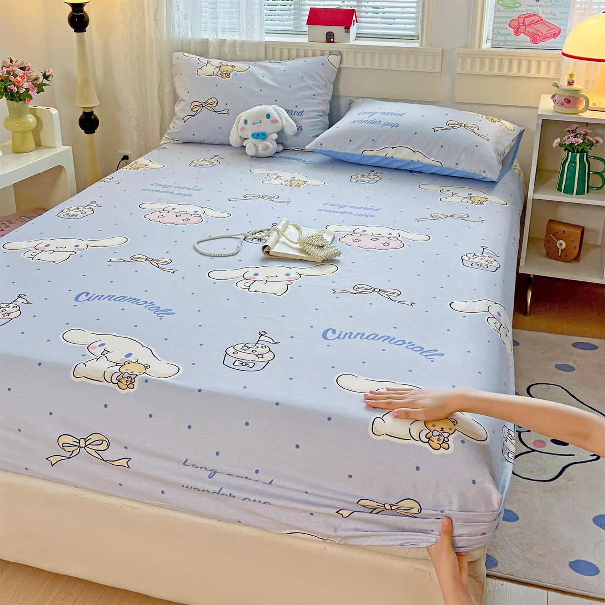 91家纺网 家纺一手货源 找家纺 名兮家居 2025新款全棉纯棉13372经典奥特曼-三丽鸥成人床床笠单件单床笠【含防伪标】 点点玉桂狗