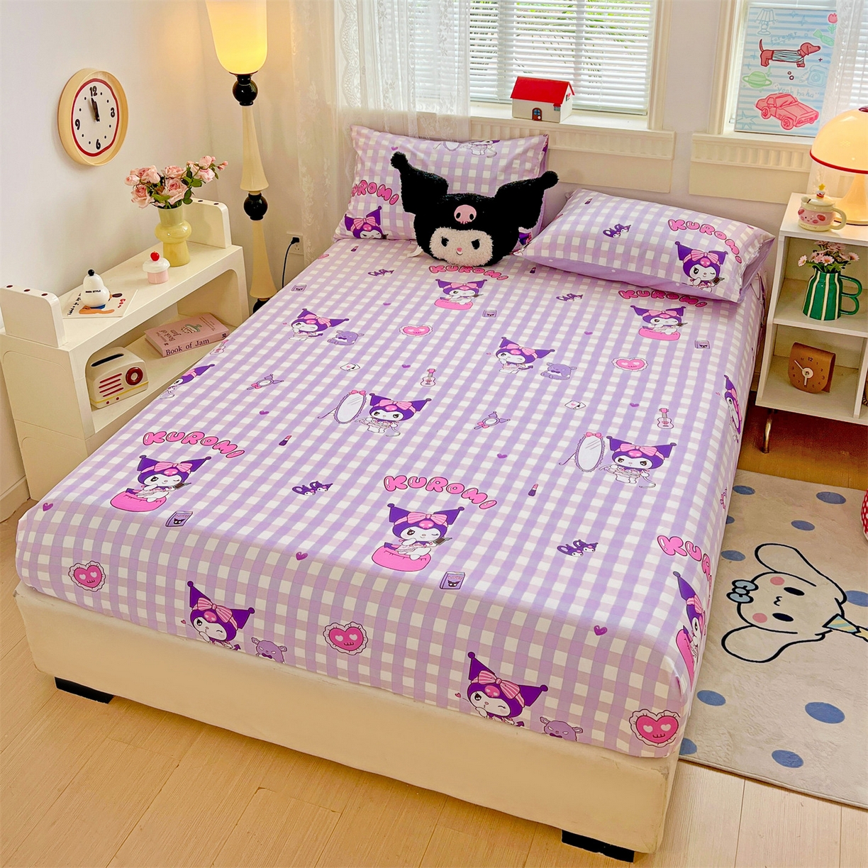 91家纺网 家纺一手货源 找家纺 名兮家居 2025新款全棉纯棉13372经典奥特曼-三丽鸥成人床床笠单件单床笠【含防伪标】 格子库洛米