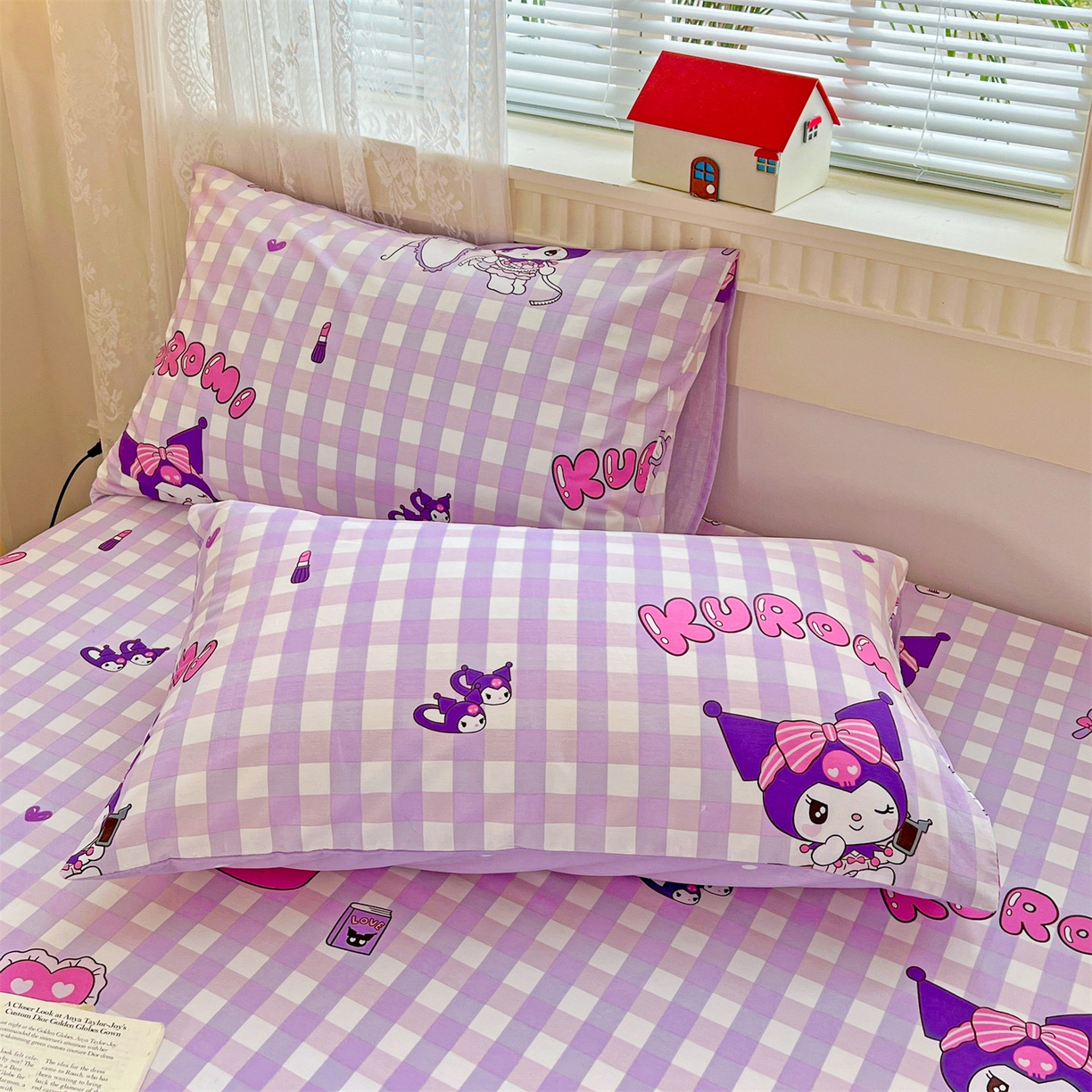 91家纺网 家纺一手货源 找家纺 名兮家居 2025新款全棉纯棉13372经典奥特曼-三丽鸥成人床床笠单件单床笠【含防伪标】 格子库洛米