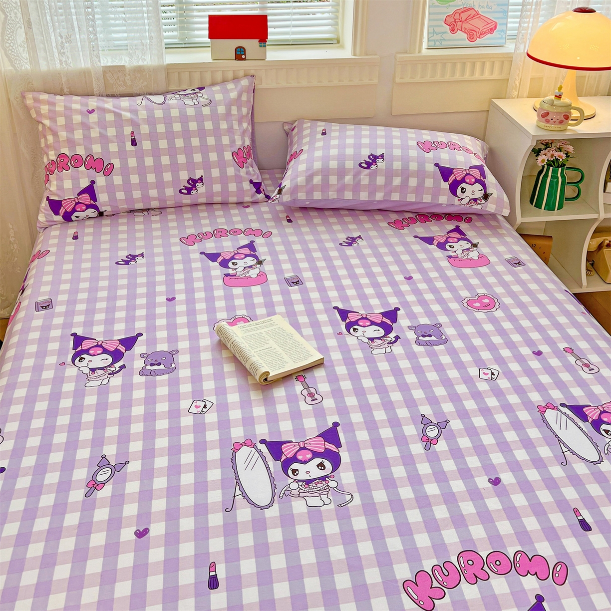 91家纺网 家纺一手货源 找家纺 名兮家居 2025新款全棉纯棉13372经典奥特曼-三丽鸥成人床床笠单件单床笠【含防伪标】 格子库洛米