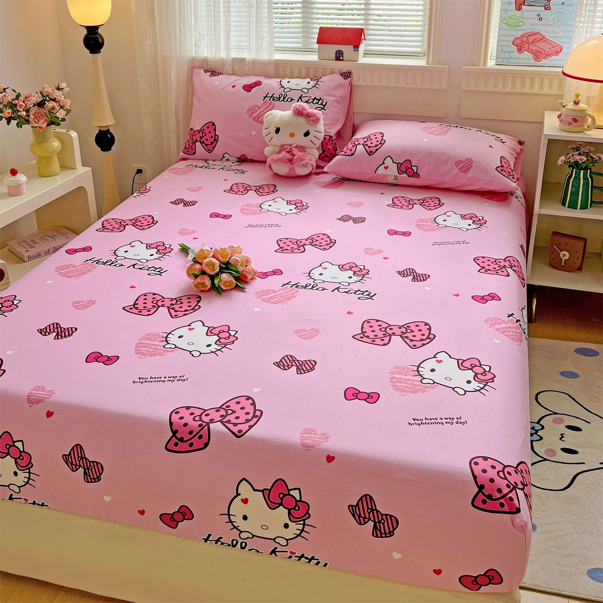 91家纺网 家纺一手货源 找家纺 名兮家居 2025新款全棉纯棉13372经典奥特曼-三丽鸥成人床床笠单件单床笠【含防伪标】 蝴蝶结kt