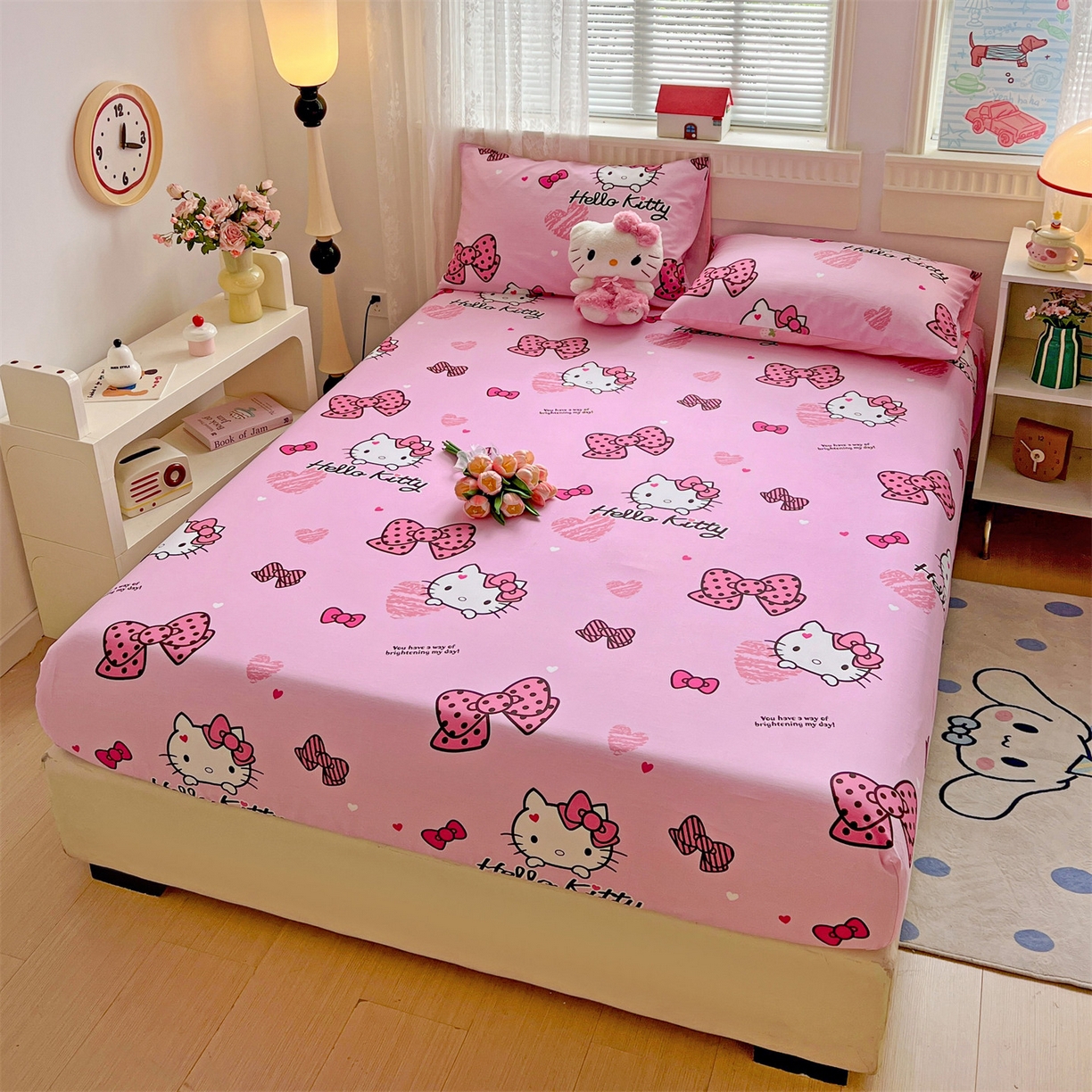 91家纺网 家纺一手货源 找家纺 名兮家居 2025新款全棉纯棉13372经典奥特曼-三丽鸥成人床床笠单件单床笠【含防伪标】 蝴蝶结kt