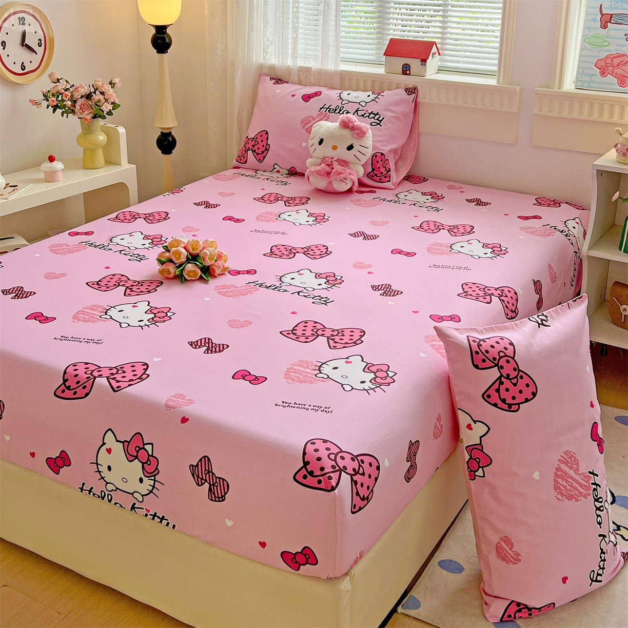 91家纺网 家纺一手货源 找家纺 名兮家居 2025新款全棉纯棉13372经典奥特曼-三丽鸥成人床床笠单件单床笠【含防伪标】 蝴蝶结kt